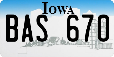 IA license plate BAS670