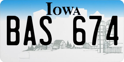 IA license plate BAS674