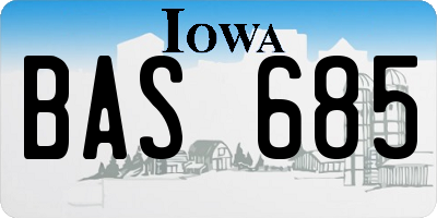 IA license plate BAS685