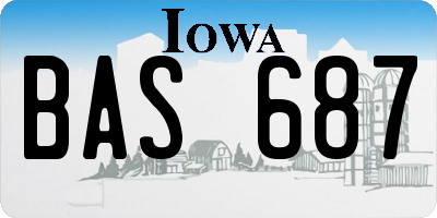 IA license plate BAS687