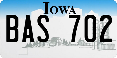 IA license plate BAS702
