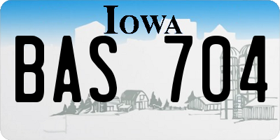 IA license plate BAS704