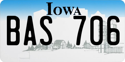 IA license plate BAS706