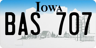 IA license plate BAS707