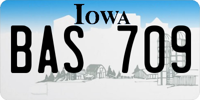 IA license plate BAS709
