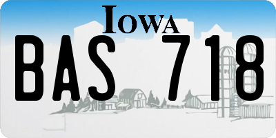 IA license plate BAS718