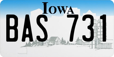 IA license plate BAS731