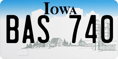 IA license plate BAS740