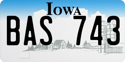 IA license plate BAS743