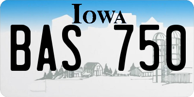 IA license plate BAS750