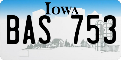 IA license plate BAS753