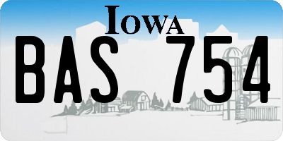 IA license plate BAS754