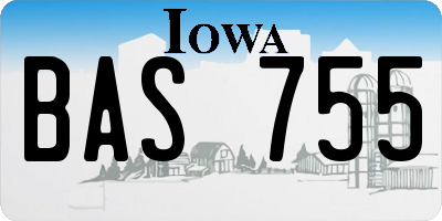 IA license plate BAS755