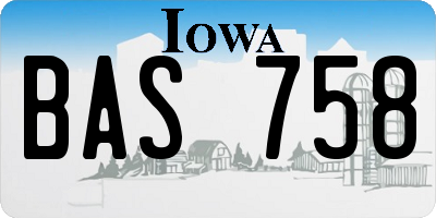 IA license plate BAS758