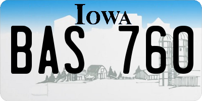 IA license plate BAS760