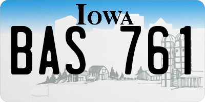 IA license plate BAS761