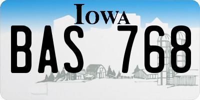 IA license plate BAS768