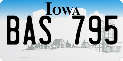 IA license plate BAS795
