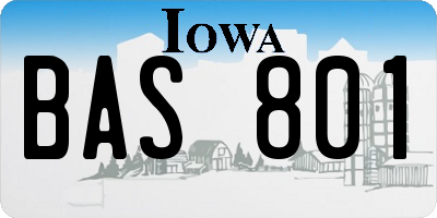 IA license plate BAS801