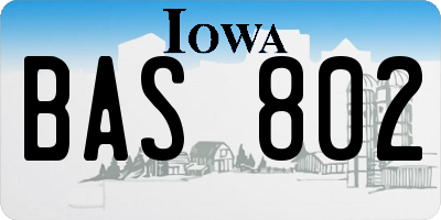 IA license plate BAS802