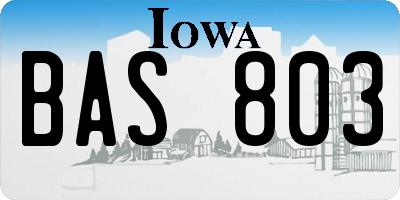 IA license plate BAS803