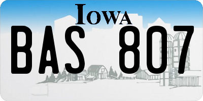 IA license plate BAS807