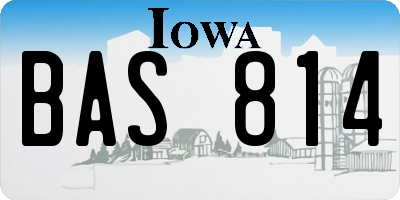 IA license plate BAS814