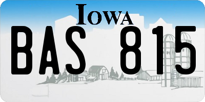 IA license plate BAS815