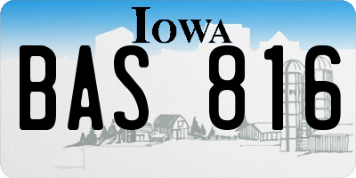 IA license plate BAS816