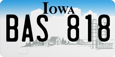 IA license plate BAS818