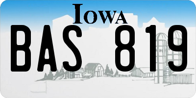 IA license plate BAS819