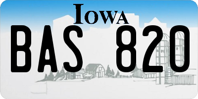 IA license plate BAS820
