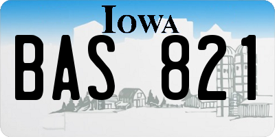 IA license plate BAS821