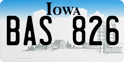 IA license plate BAS826