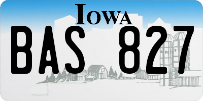 IA license plate BAS827
