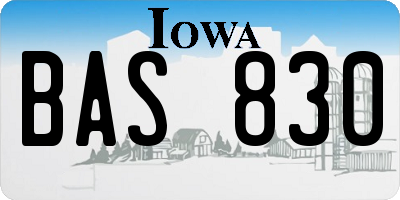 IA license plate BAS830