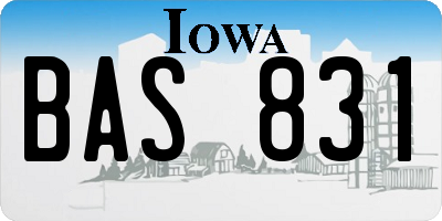 IA license plate BAS831