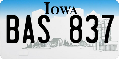 IA license plate BAS837