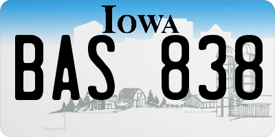IA license plate BAS838