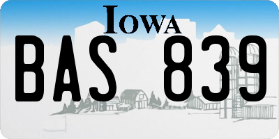 IA license plate BAS839