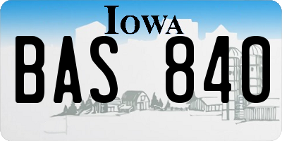 IA license plate BAS840