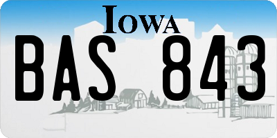 IA license plate BAS843