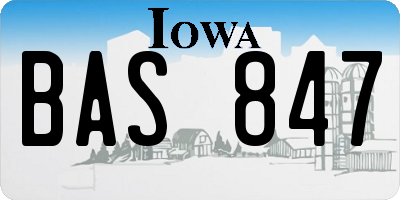IA license plate BAS847