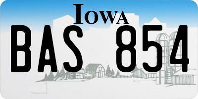IA license plate BAS854