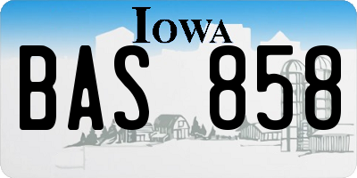 IA license plate BAS858