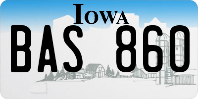 IA license plate BAS860
