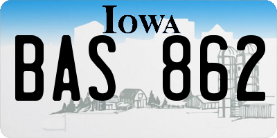 IA license plate BAS862