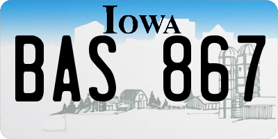IA license plate BAS867