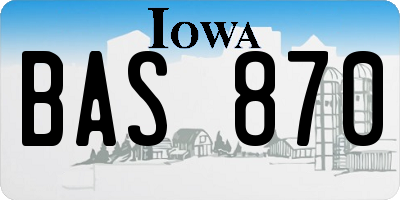 IA license plate BAS870
