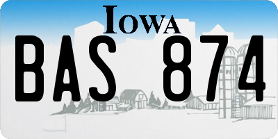 IA license plate BAS874